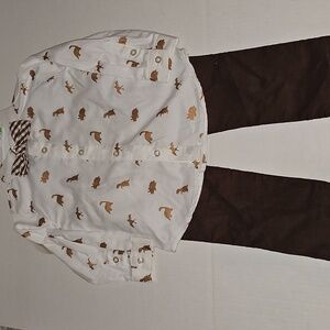 Blueberi Boulevard 3pc Dino Button Up Pants Bowtie SZ 3T NWT